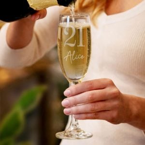 Personalised Engraved Big Age & Name Champagne Flute Glass