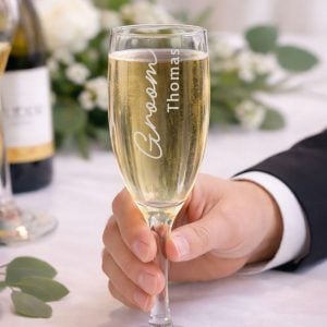Personalised Groom Elegant Flute Glass