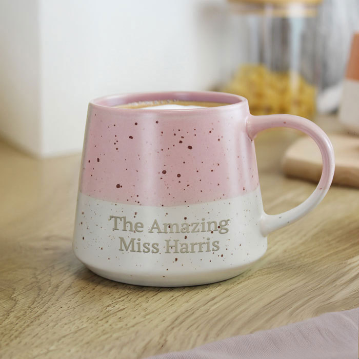 Personalised Pink Speckled Ceramic Mug