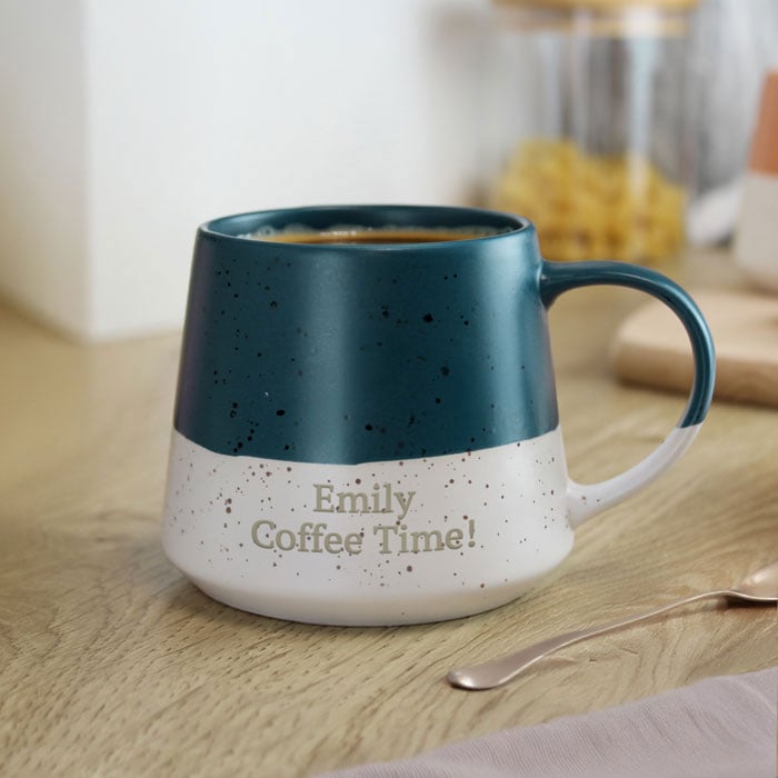 Personalised Blue Speckled Ceramic Mug