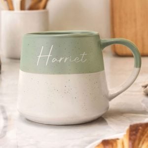 Personalised Name Green Speckled Ceramic Mug