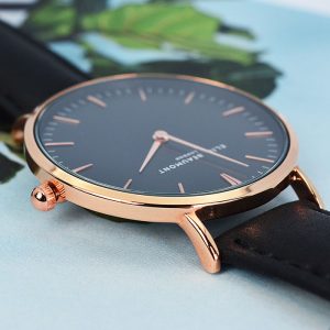 Personalised Elie Beaumont Ladies Black & Gold Watch