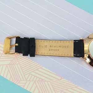 Personalised Elie Beaumont Ladies Black & Gold Watch