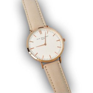 Personalised Elie Beaumont Ladies Leather Watch Stone Taupe