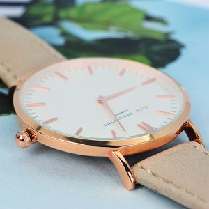 Personalised Elie Beaumont Ladies Leather Watch Stone Taupe