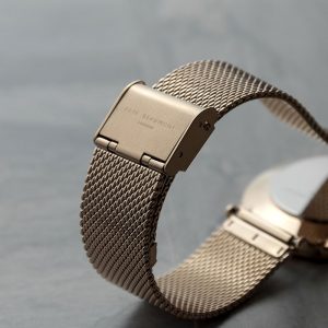 Ladies Personalised Rose Gold Mesh Strap Watch & White Dial