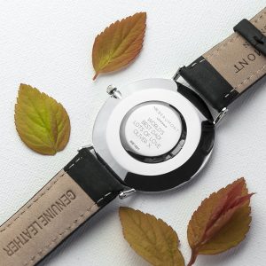 Men's Mr Beaumont Personalised Leather Watch In Black