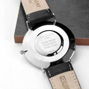 Men's Mr Beaumont Personalised Leather Watch In Black