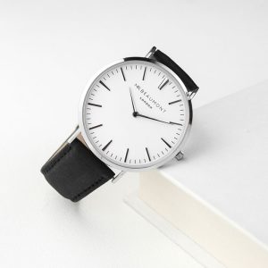 Men's Mr Beaumont Personalised Leather Watch In Black