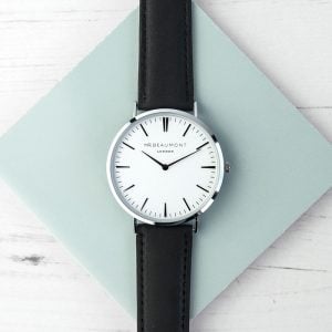 Men's Mr Beaumont Personalised Leather Watch In Black