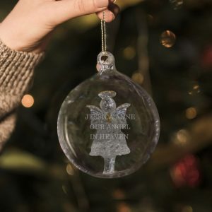 Personalised Glass Christmas Tree Bauble With Angel Inside