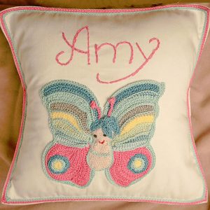 Girl's Personalised Crocheted Nursery Cushion in a Box