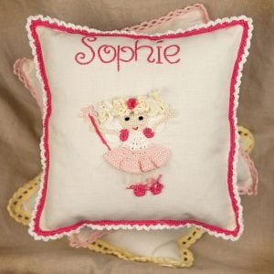 Girl's Personalised Crocheted Nursery Cushion in a Box