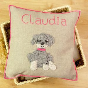 Girl's Personalised Crocheted Nursery Cushion in a Box