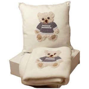 Crocheted Nursery Set With Personalised Cushion and Blanket