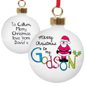 Exclusive Godson Personalised Christmas Tree Bauble