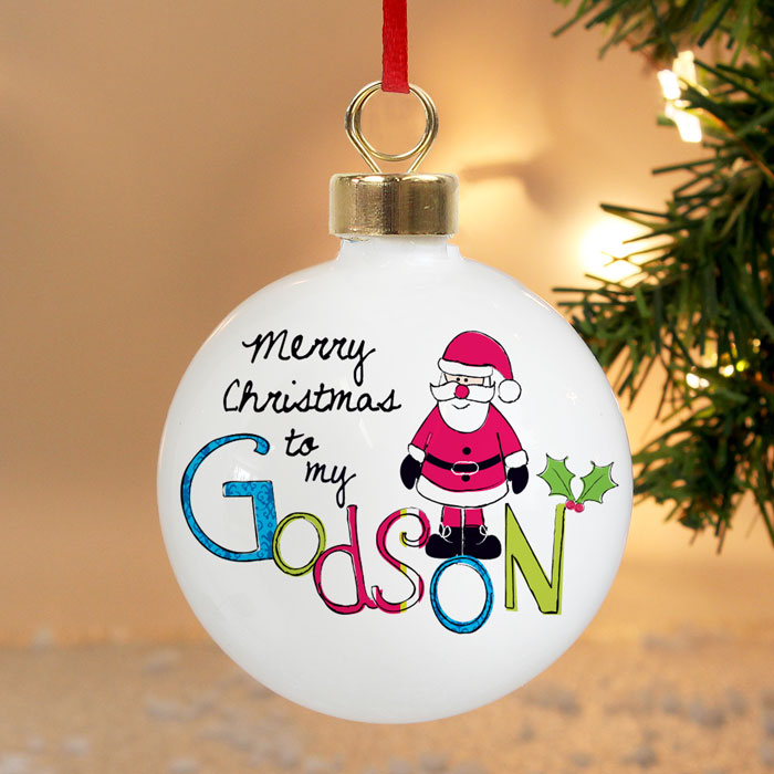 Exclusive Godson Personalised Christmas Tree Bauble