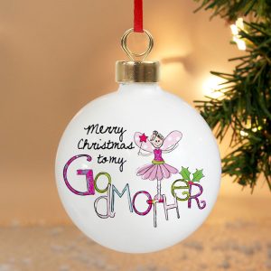 Personalised Godmother China Christmas Tree Bauble