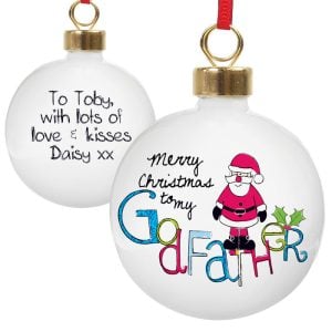 Personalised Godfather China Christmas Tree Bauble