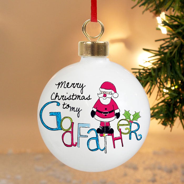 Personalised Godfather China Christmas Tree Bauble