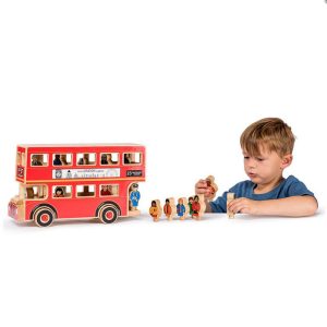 Lanka Kade Fair Trade Wooden Red London Bus Toy With Figures