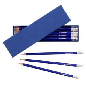 Box of 12 Personalised Blue Pencils School Supplies