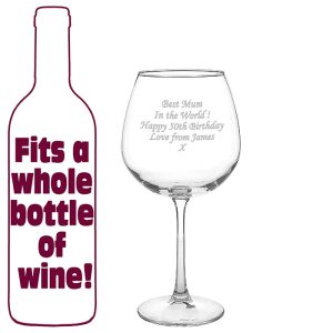 Giant Personalised Engraved Whole Bottle of Wine Glass