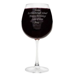 Giant Personalised Engraved Whole Bottle of Wine Glass