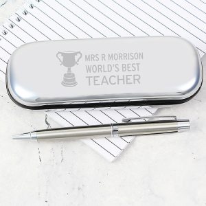 Personalised Engraved Teacher Trophy Pen and Box Set