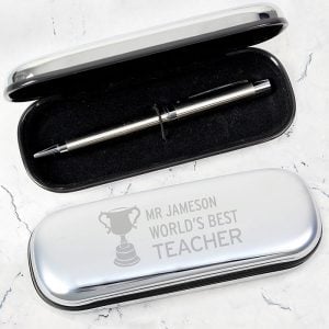 Personalised Engraved Teacher Trophy Pen and Box Set