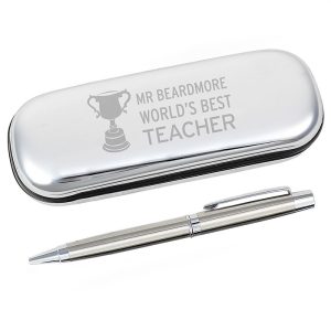 Personalised Engraved Teacher Trophy Pen and Box Set