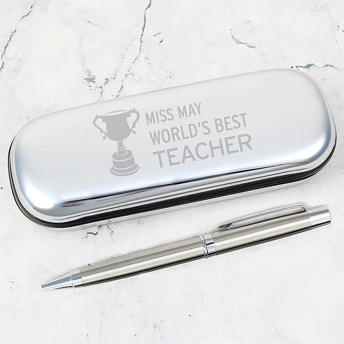 Personalised Engraved Teacher Trophy Pen and Box Set