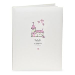 Personalised Pink Church Interleaved Christening Photo Album