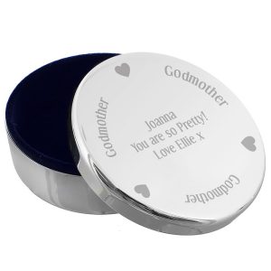 Silver Plated Engraved Godmother Personalised Trinket Pot