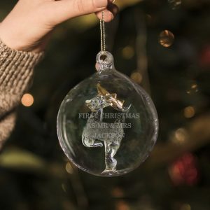 Personalised Engraved Glass Reindeer Christmas Tree Bauble