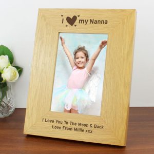 I Heart My 6x4 Inch Personalised Oak Finish Photo Frame