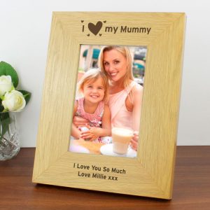 I Heart My 6x4 Inch Personalised Oak Finish Photo Frame