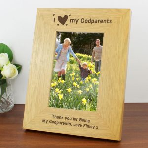 I Heart My 6x4 Inch Personalised Oak Finish Photo Frame