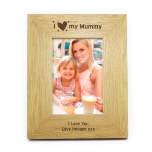 I Heart My 6x4 Inch Personalised Oak Finish Photo Frame