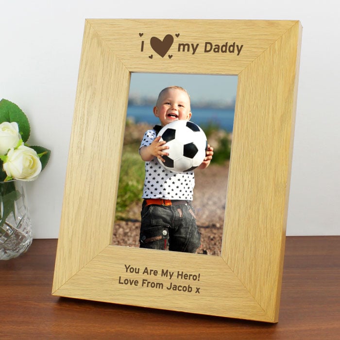 I Heart My 6x4 Inch Personalised Oak Finish Photo Frame