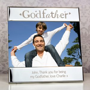 Personalised Silver Plated Godfather Square Photo Frame
