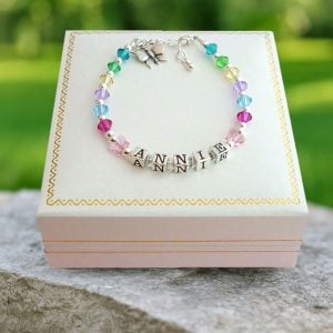 Personalised Sterling Silver & Crystal Butterflies Bracelet