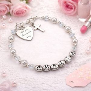 Girl's Personalised Communion or Confirmation Name Bracelet