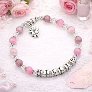Personalised Silver Name Bracelet with Gingerbread Charm