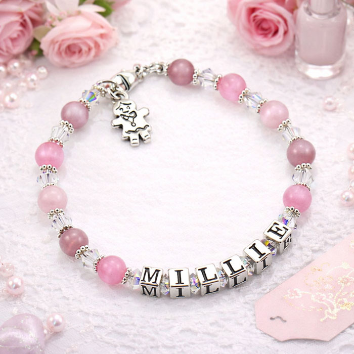Personalised Silver Name Bracelet with Gingerbread Charm