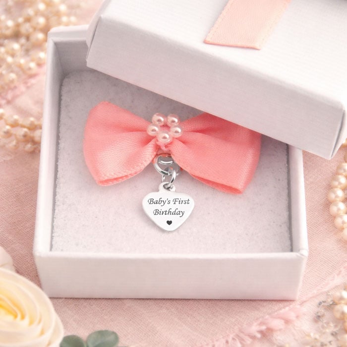 Sterling Silver First Birthday Heart Charm