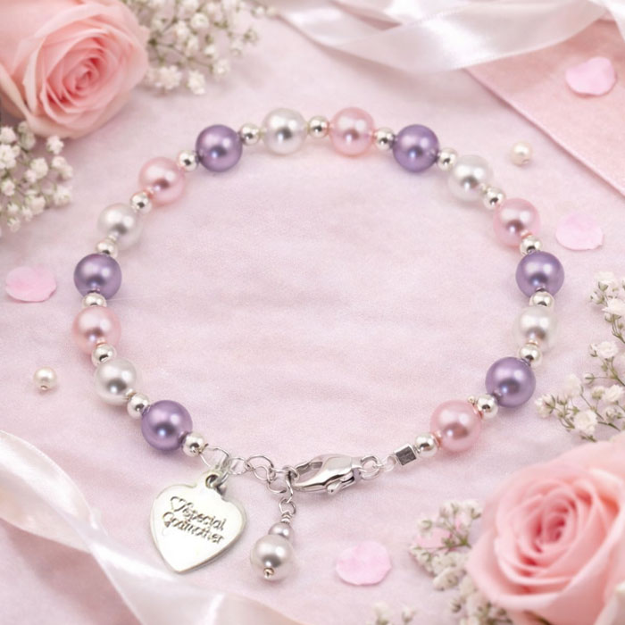 Silver and Pearls Godmother Thank You Bracelet