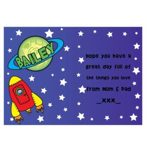 Boy's Personalised Space Themed Birthday Card