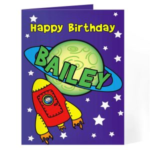 Boy's Personalised Space Themed Birthday Card