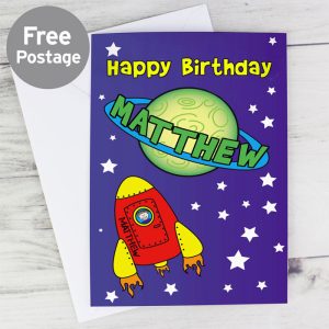 Boy's Personalised Space Themed Birthday Card